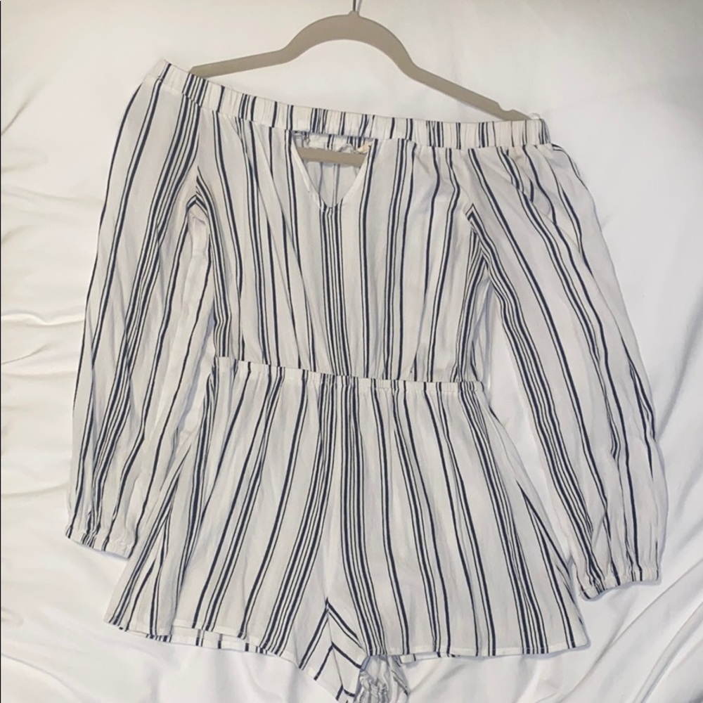 Black & white striped romper